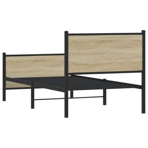 Metalni okvir kreveta bez madraca boja hrasta sonome 80x200 cm sonoma hrast 80 x 200 cm s uzglavljem i podnožjem Cijena