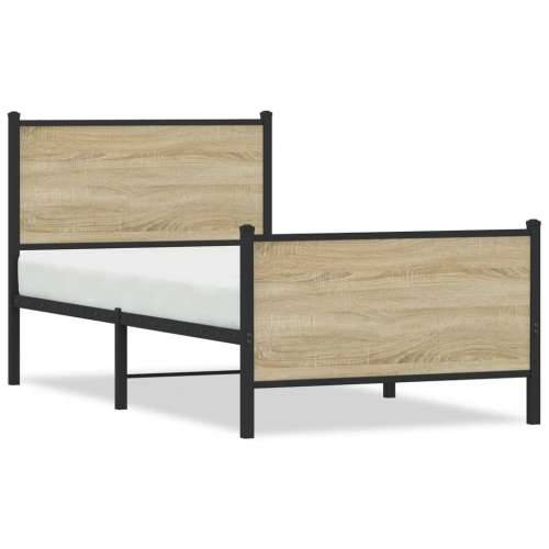 Metalni okvir kreveta bez madraca boja hrasta sonome 90x200 cm sonoma hrast 90 x 200 cm s uzglavljem i podnožjem Cijena