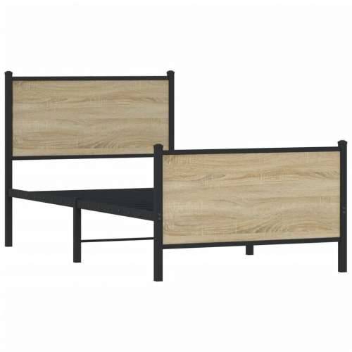 Metalni okvir kreveta bez madraca boja hrasta sonome 90x200 cm sonoma hrast 90 x 200 cm s uzglavljem i podnožjem Cijena