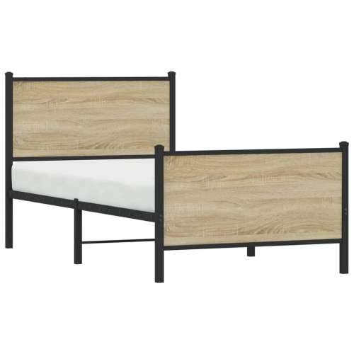Metalni okvir kreveta bez madraca boja hrasta sonome 90x200 cm sonoma hrast 90 x 200 cm s uzglavljem i podnožjem Cijena