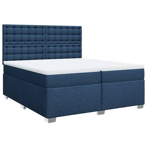 Krevet s oprugama i madracem plavi 200 x 200 cm od tkanine - Plava 200 x 200 cm gumbi Cijena