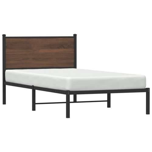 Metalni okvir kreveta bez madraca smeđi hrast 100x190 cm - Smeđi hrast 100 x 190 cm s uzglavljem Cijena