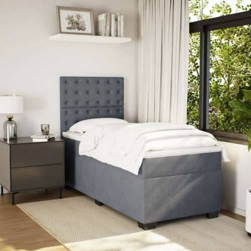 Box spring krevet s madracem tamnosivi 90x190 cm baršunasti - Tamno siva 90 x 190 cm gumbi Cijena