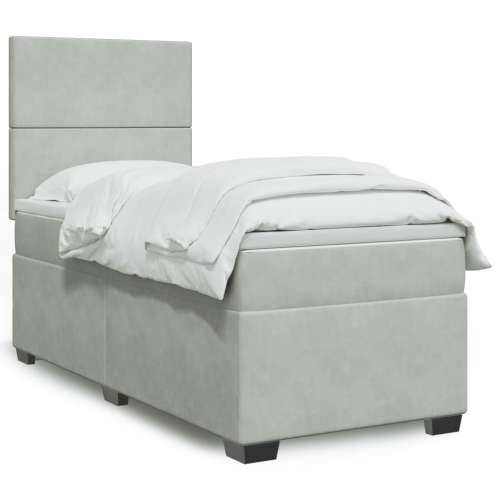 Box spring krevet s madracem svjetlosivi 100x200 cm baršunasti - Svjetlosiva 100 x 200 cm Gladak dizajn Cijena