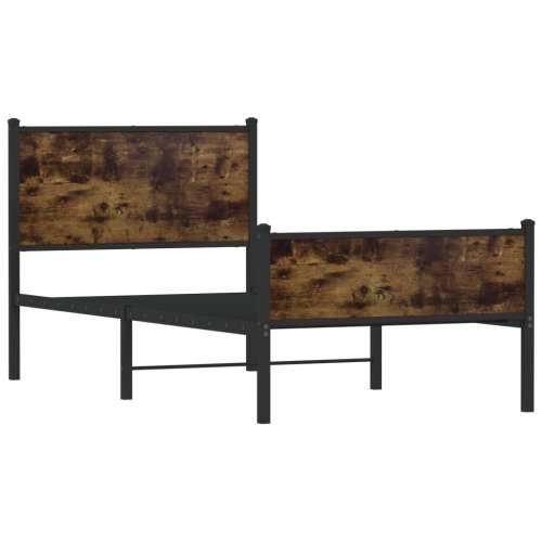 Metalni okvir kreveta bez madraca boja hrasta 90x190 cm - Dimljeni hrast 90 x 190 cm s uzglavljem i visokim podnožjem Cijena