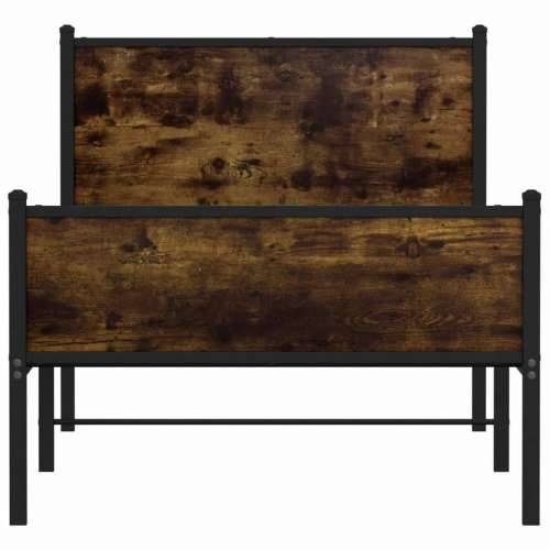 Metalni okvir kreveta bez madraca boja hrasta 90x190 cm - Dimljeni hrast 90 x 190 cm s uzglavljem i visokim podnožjem Cijena