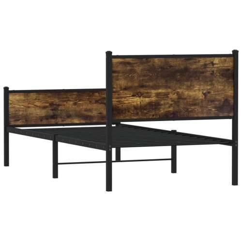 Metalni okvir kreveta bez madraca boja hrasta 90x190 cm - Dimljeni hrast 90 x 190 cm s uzglavljem i visokim podnožjem Cijena