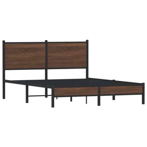 Metalni okvir kreveta bez madraca smeđa boja hrasta 150x200 cm - Smeđi hrast 150 x 200 cm s uzglavljem i niskim podnožjem Cijena