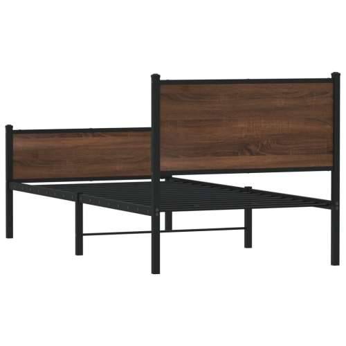 Metalni okvir kreveta bez madraca smeđi hrast 90x200 cm - Smeđi hrast 90 x 200 cm s uzglavljem i visokim podnožjem Cijena