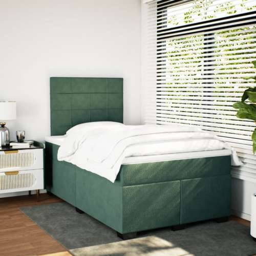 Krevet box spring s madracem tamnozeleni 120x190 cm baršunasti - Tamnozelena 120 x 190 cm Blok s kvadratima Cijena