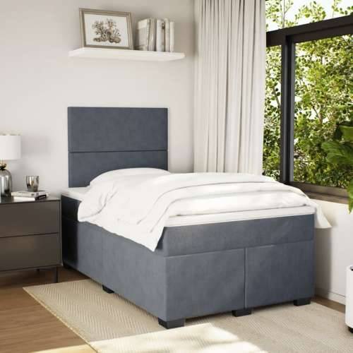 Box spring krevet s madracem tamnosivi 120 x 200 cm baršunasti - Tamno siva 120 x 200 cm Gladak dizajn Cijena