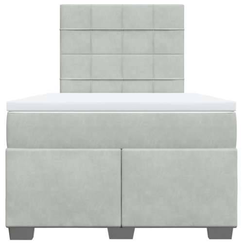 Box spring krevet s madracem svjetlosivi 120x200 cm baršunasti - Svjetlosiva 120 x 200 cm Blok s kvadratima Cijena