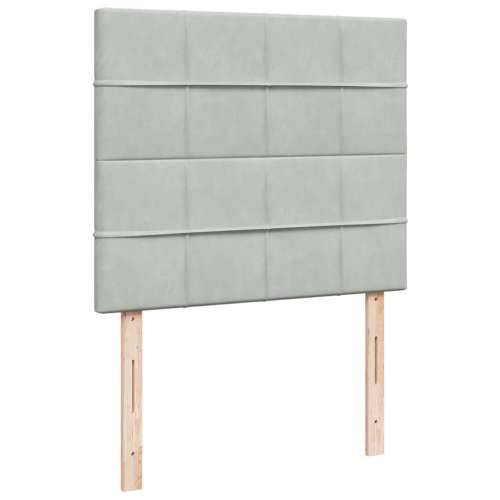 Box spring krevet s madracem svjetlosivi 120x200 cm baršunasti - Svjetlosiva 120 x 200 cm Blok s kvadratima Cijena