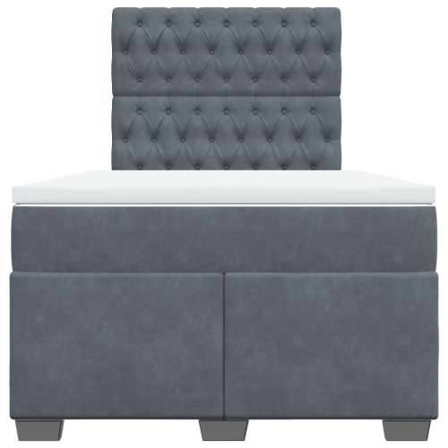 Box spring krevet s madracem tamnosivi 120 x 200 cm baršunasti - Tamno siva 120 x 200 cm Dizajn s gumbima Cijena