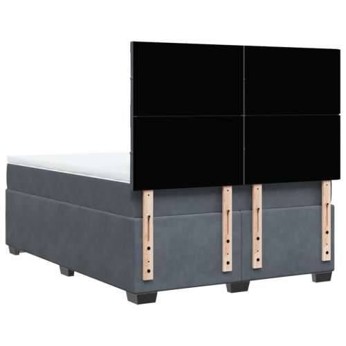 Krevet s oprugama i madracem tamnosivi 140x190 cm baršunasti - Tamno siva 140 x 190 cm Blok s kvadratima Cijena