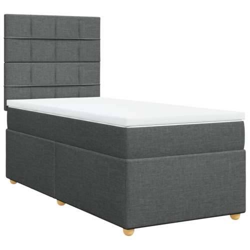 Krevet s oprugama i madracem tamnosivi 90 x 190 cm od tkanine - Tamno siva 90 x 190 cm Blok s kvadratima Cijena