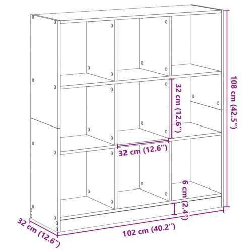 Regal za knjige boja hrasta 102x32x108 cm od konstruiranog drva - sonoma hrast 1 108 cm 102 cm Cijena