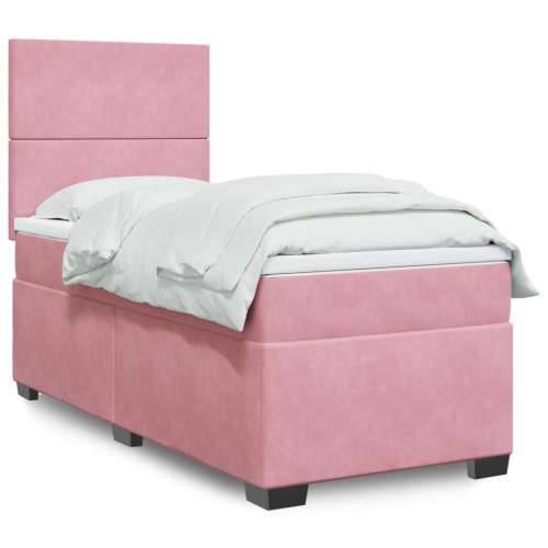 Box spring krevet s madracem ružičasti 100x200 cm baršunasti - Ružičasta 100 x 200 cm Gladak dizajn Cijena
