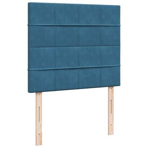 Krevet s oprugama i madracem plavi 120 x 200 cm baršun - Plava 120 x 200 cm Blok s kvadratima Cijena
