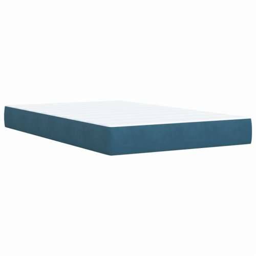 Krevet s oprugama i madracem plavi 120 x 200 cm baršun - Plava 120 x 200 cm Blok s kvadratima Cijena
