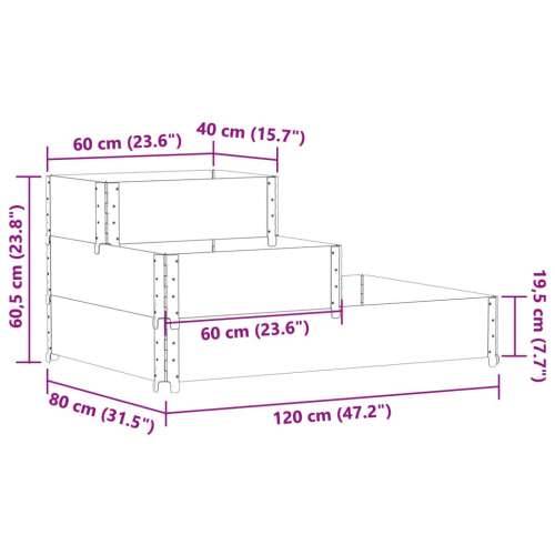 Povišena gredica s 3 razine smeđa 120 x 80 cm masivna borovina - Tamno smeđa 120 x 80 cm (60 x 40 cm) 1 Cijena