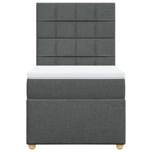 Krevet s oprugama i madracem tamnosivi 90 x 190 cm od tkanine - Tamno siva 90 x 190 cm Blok s kvadratima Cijena