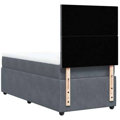 Box spring krevet s madracem tamnosivi 80 x 200 cm baršunasti - Tamno siva 80 x 200 cm Blok s kvadratima Cijena