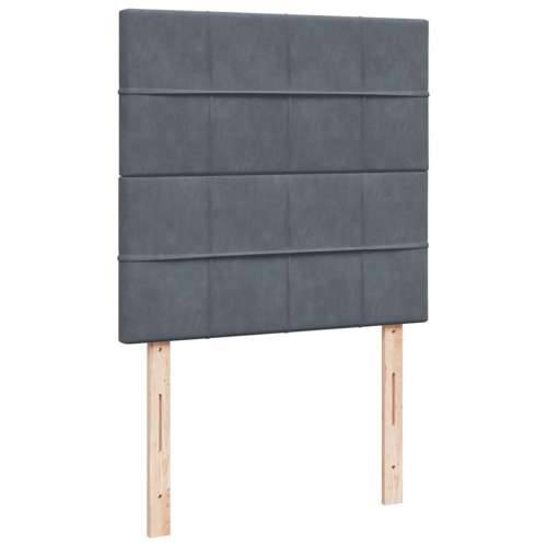 Box spring krevet s madracem tamnosivi 80 x 200 cm baršunasti - Tamno siva 80 x 200 cm Blok s kvadratima Cijena