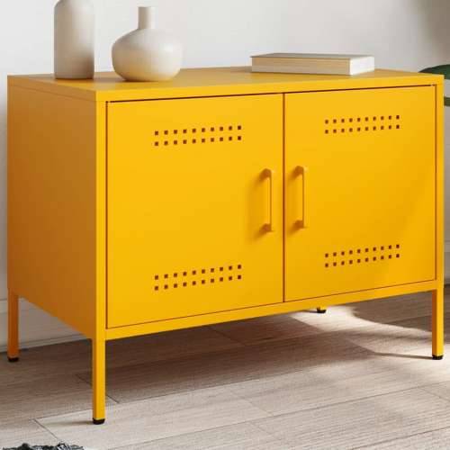 TV ormarić boja senfa 68 x 39 x 50,5 cm čelični - Žuta 1 Cijena