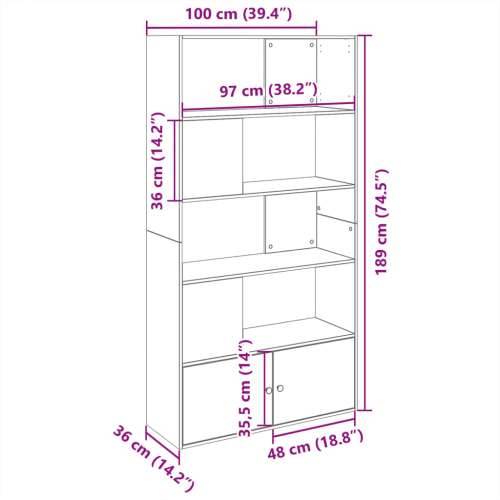 Regal za knjige boja hrasta 100x36x189 cm konstruirano drvo - sonoma hrast 1 100 cm Cijena