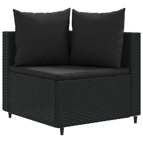 Vrtna garnitura - 4-dijelni set vrtnih sofa od poliratana s jastucima crni - Crna 4 Cijena