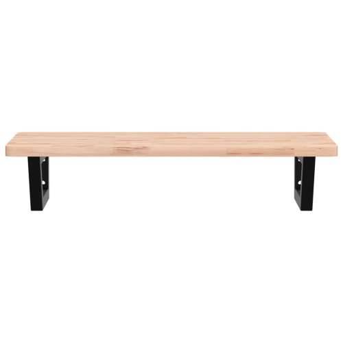 Zidna polica za Lavabo - Umivaonik od čelika i masivne bukovine - Smeđa i crna 80 x 40 x 2.5 cm 1 Trapez Cijena
