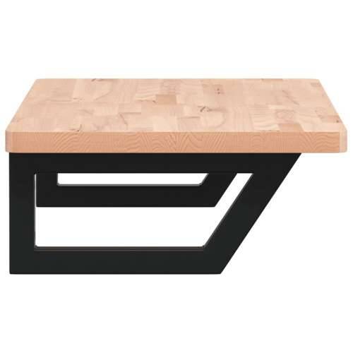 Zidna polica za Lavabo - Umivaonik od čelika i masivne bukovine - Smeđa i crna 80 x 40 x 2.5 cm 1 Trapez Cijena