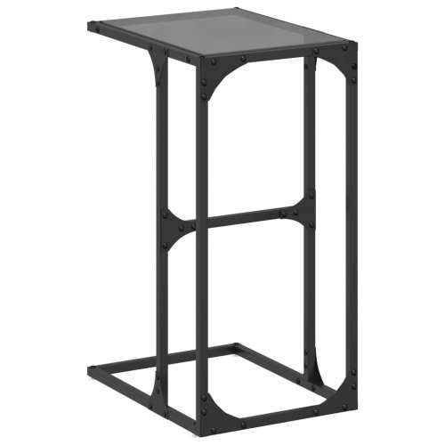 Bočni stolić s crnom staklom 40 x 30 x 61,5 cm čelični Crna 1 Cijena
