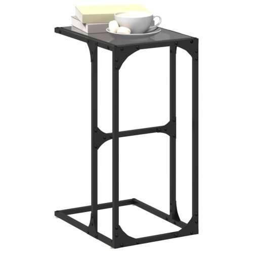 Bočni stolić s crnom staklom 40 x 30 x 61,5 cm čelični Crna 1 Cijena