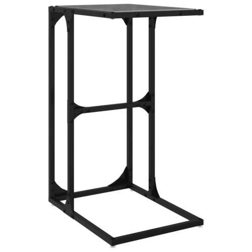 Bočni stolić s crnom staklom 40 x 30 x 61,5 cm čelični Crna 1 Cijena
