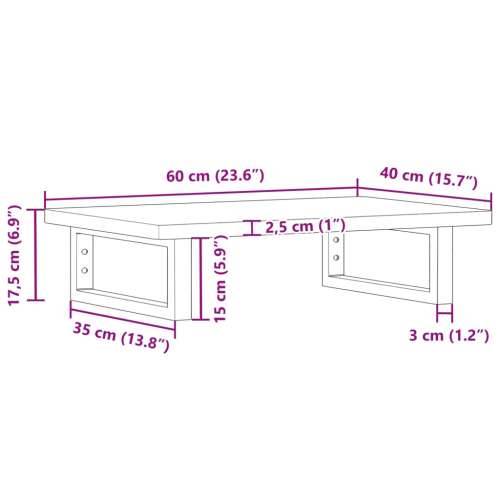 Zidna polica za Lavabo - Umivaonik od čelika i masivne bukovine - Smeđa i crna 60 x 40 x 2.5 cm 1 Pravokutno Cijena
