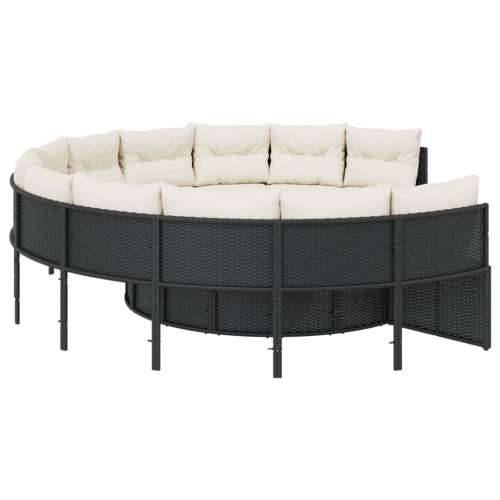 Vrtna sofa sa stolom i jastucima okrugla crna od poliratana - Crna i krem bijela 1 Okruglo pe rattan and wood Cijena