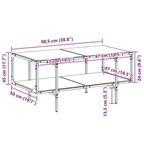 Stolić s prozirnom staklenom površinom 98,5x50x45 cm čelik - *Transparent*an 1 Cijena