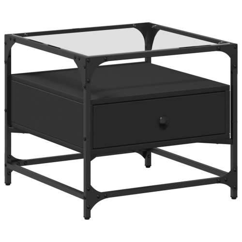 Stolić za kavu sa staklenom površinom crni 50x50x45 cm čelični - Crna 1 Cijena