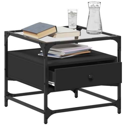 Stolić za kavu sa staklenom površinom crni 50x50x45 cm čelični - Crna 1 Cijena