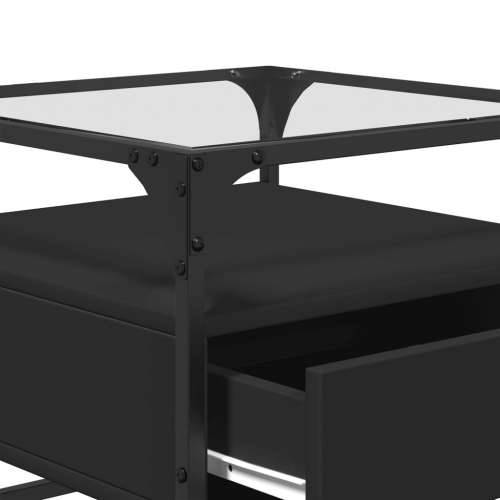 Stolić za kavu sa staklenom površinom crni 50x50x45 cm čelični - Crna 1 Cijena