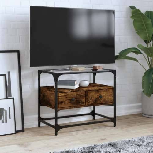 TV ormarić sa staklenom površinom boja hrasta 60x35x51cm drveni - Dimljeni hrast 1 60 cm Cijena
