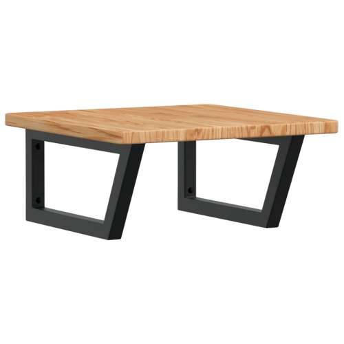 Zidna polica za Lavabo - Umivaonik od čelika i masivne hrastovine - svijetlo smeđa i crna 50 x 50 x 2.5 cm 1 Trapez Cijena