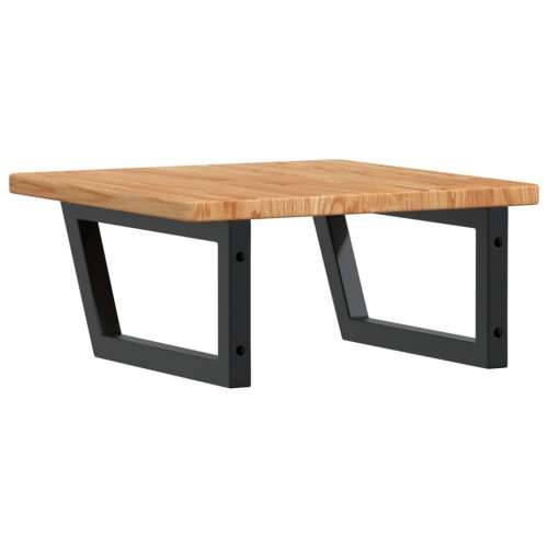 Zidna polica za Lavabo - Umivaonik od čelika i masivne hrastovine - svijetlo smeđa i crna 50 x 50 x 2.5 cm 1 Trapez Cijena