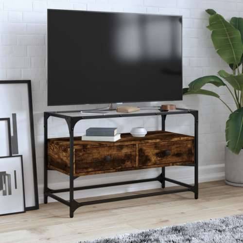 TV ormarić sa staklenom površinom boja hrasta 80x35x51cm drveni Dimljeni hrast 1 80 cm Cijena