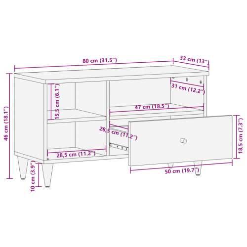 TV ormarić 80x33x46 cm od masivnog drva manga - boja meda 1 Cijena