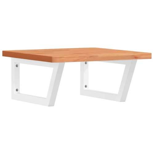 Zidna polica za Lavabo - Umivaonik od čelika i masivne bukovine - tamno smeđe i bijele boje 50 x 50 x 2.5 cm 1 Trapez Cijena