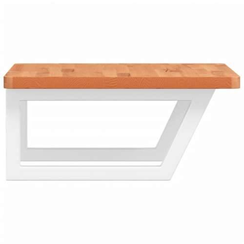 Zidna polica za Lavabo - Umivaonik od čelika i masivne bukovine - tamno smeđe i bijele boje 50 x 50 x 2.5 cm 1 Trapez Cijena