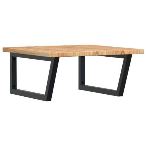 Zidna polica za Lavabo - Umivaonik od čelika i masivne hrastovine - svijetlo smeđa i crna 60 x 60 x 2.5 cm 1 Trapez Cijena